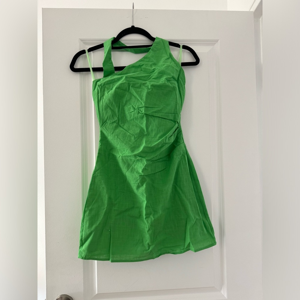 Runaway the label green asymmetrical mini dress